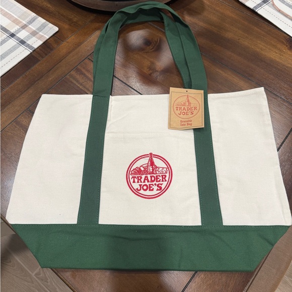 Trader Joe'S Handbags - Trader Joe’s Large Green Canvas Tote Bag